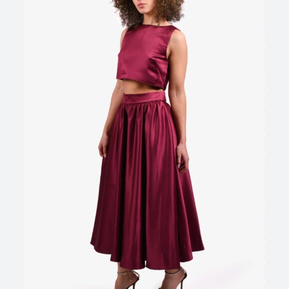 Reformation Burgundy 'Andy Two Piece" Sleeveless Top + Skirt Set - Size 6 - Picture 1 of 4